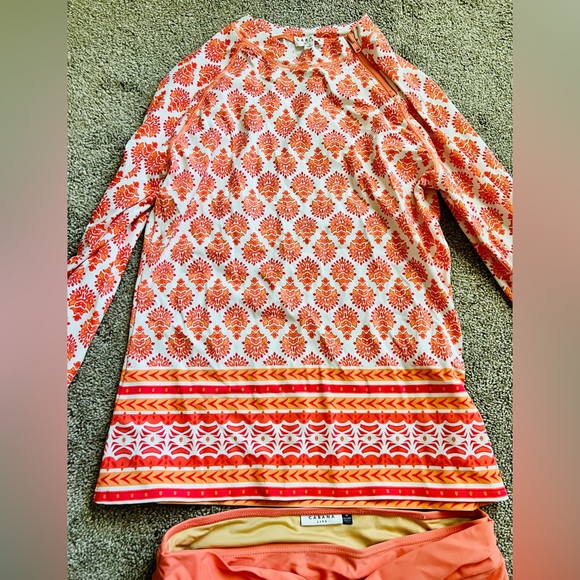 Cabana Life Other - Cabana Life Bondi Beach Zipper Rashguard Long Sleeve Orange White